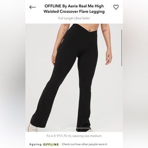 Offline by Aerie. High waisted crossover black flare leggings